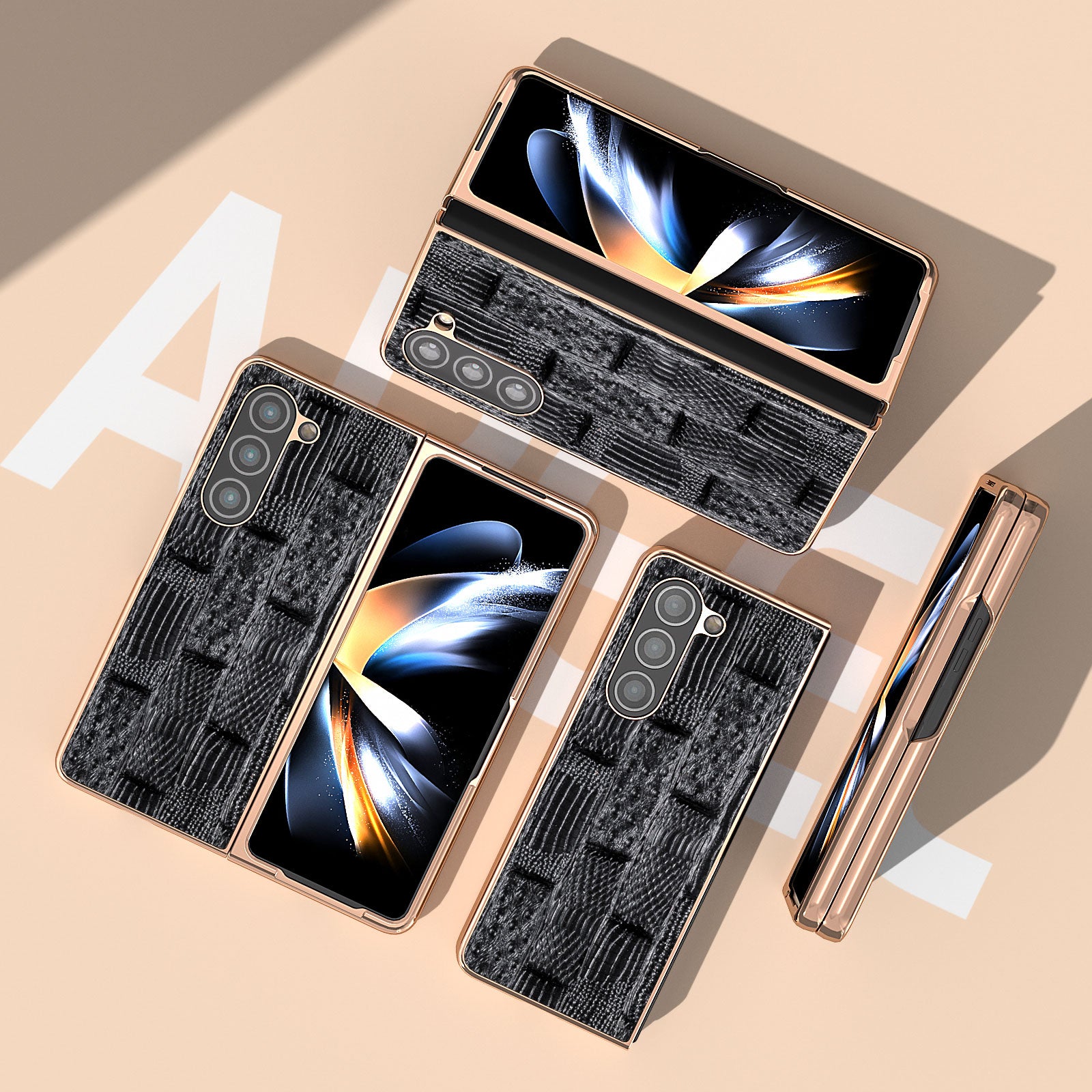 For Samsung Galaxy Z Fold5 5G Mahjong Texture Protective Cover Genuine Cow Leather PC Electroplating Phone Case For Samsung Galaxy Z Fold5 5G Mahjong Texture Protective Cover Genuine Cow Leather PC Electroplating Phone Case